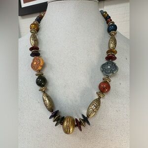 Ethnic inspired chunky colorful beaded necklace